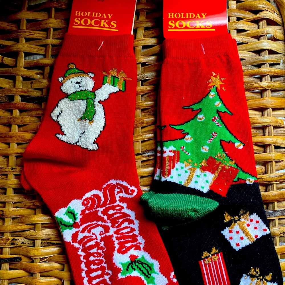 NWT Vintage Caldor Christmas socks 2 pairs